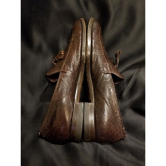 1980s LEE KEE Exotic Mens Shoes 10.5 Split Toe Tassel Ostrich Leg Loafers Vtg main image 12